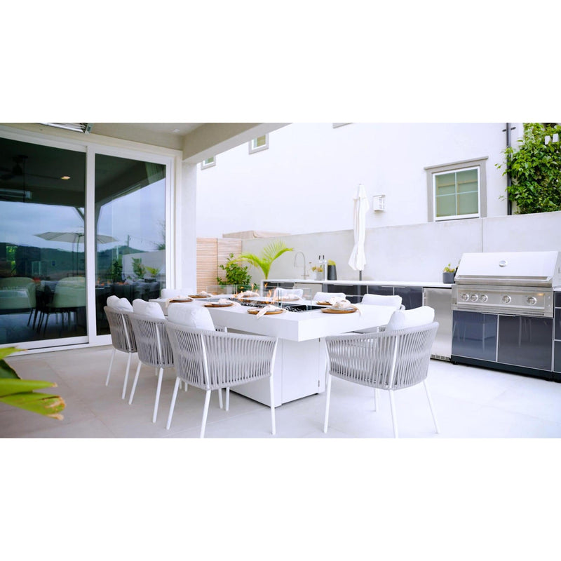 EcoSmart Fire 89" Gin 90 Dining Height Fire Pit Table with Gas LP/NG Burner – Black Stainless Steel Base by Mad Design Group