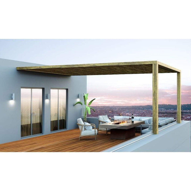 EcoSmart Fire 89" Gin 90 Dining Height Fire Pit Table with Gas LP/NG Burner – Black Stainless Steel Base by Mad Design Group