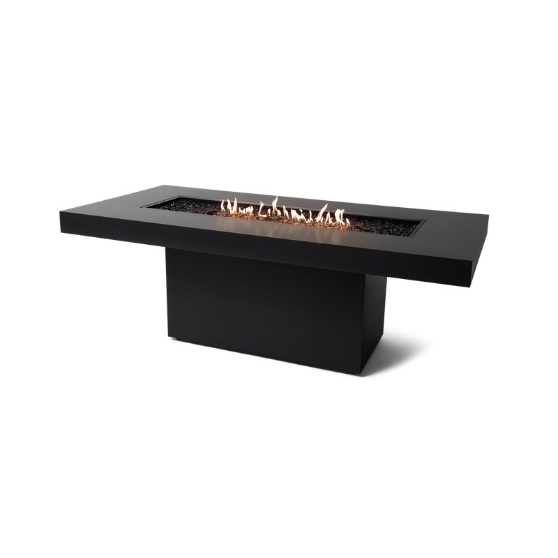 EcoSmart Fire 89" Gin 90 Dining Height Fire Pit Table with Gas LP/NG Burner – Black Stainless Steel Base by Mad Design Group