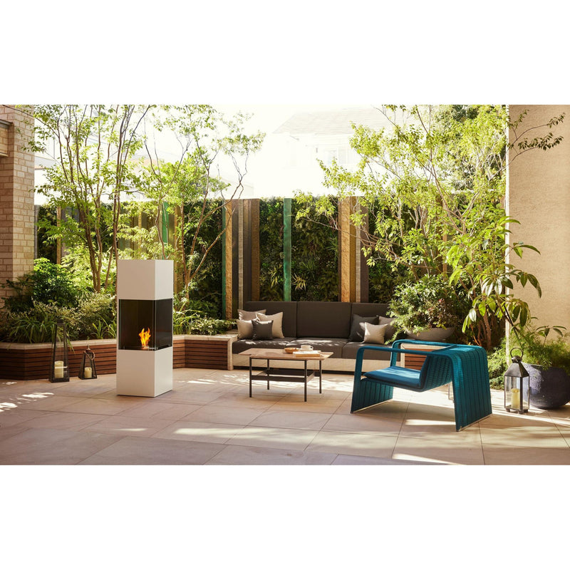 EcoSmart Fire Be 53" White Freestanding Designer Fireplace with Black Burner and Toughened Glass Screen by MAD Design Group