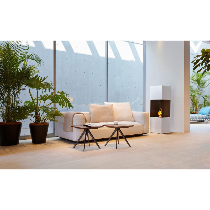 EcoSmart Fire Be 53" White Freestanding Designer Fireplace with Black Burner and Toughened Glass Screen by MAD Design Group