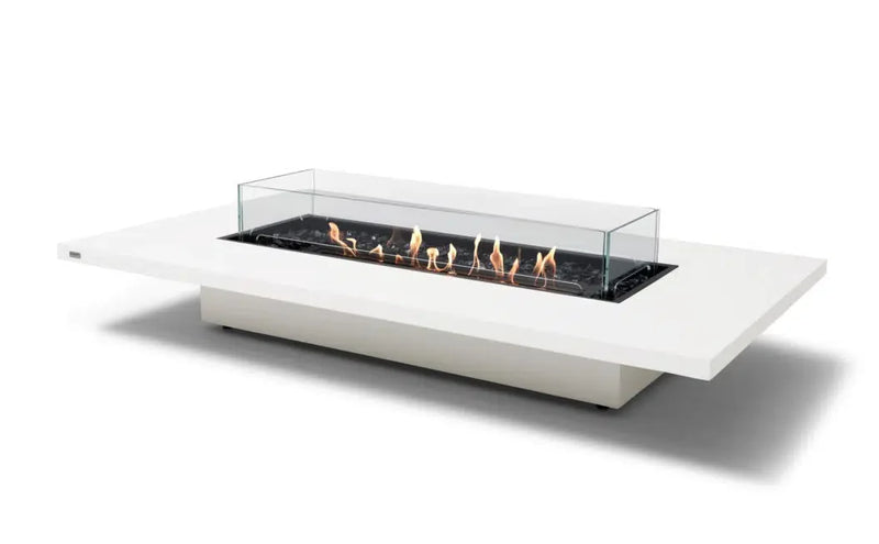 EcoSmart Fire Daiquiri 71" Bone Freestanding Indoor Fire Table with Black Burner and Floating Tabletop Design by MAD Design Group