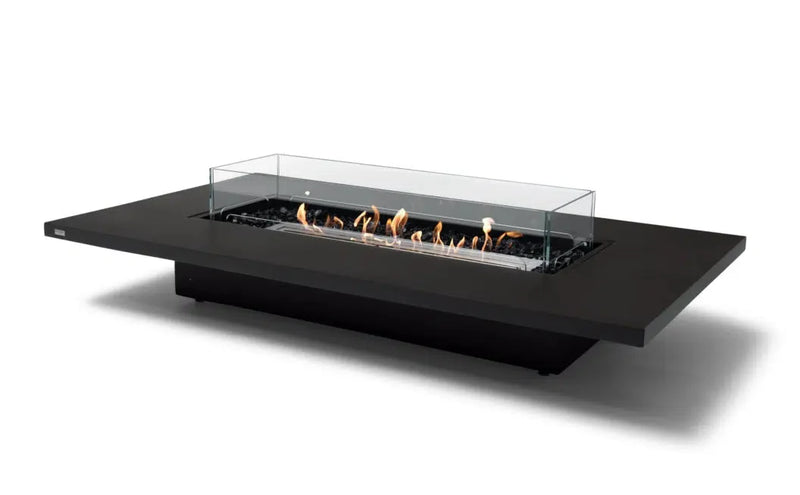 EcoSmart Fire Daiquiri 71" Graphite Freestanding Indoor Fire Table with Stainless Steel Burner and Floating Tabletop by MAD Design Group