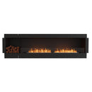 EcoSmart Fire Flex 104SS 112" Black Single Sided Ethanol Fireplace Insert with Stainless Steel Burner and Left Side Decorative Box with Black Glass Charcoal by Mad Design Group