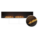 EcoSmart Fire Flex 104SS 112" Black Single Sided Ethanol Fireplace Insert with Stainless Steel Burner and Left Side Decorative Box with Black Glass Charcoal by Mad Design Group