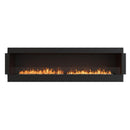 EcoSmart Fire Flex 104SS 112" Black Single Sided Ethanol Fireplace Insert with Stainless Steel Burner and Black Glass Charcoal by Mad Design Group