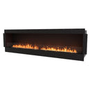 EcoSmart Fire Flex 104SS 112" Black Single Sided Ethanol Fireplace Insert with Stainless Steel Burner and Black Glass Charcoal by Mad Design Group
