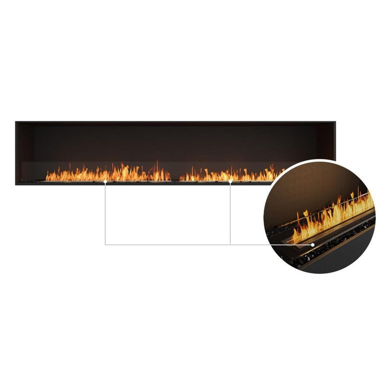EcoSmart Fire Flex 104SS 112" Black Single Sided Ethanol Fireplace Insert with Stainless Steel Burner and Black Glass Charcoal by Mad Design Group