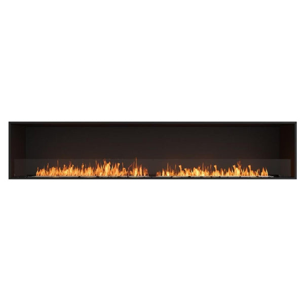 EcoSmart Fire Flex 104SS 112" Black Single Sided Ethanol Fireplace Insert with Stainless Steel Burner and Black Glass Charcoal by Mad Design Group