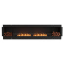 EcoSmart Fire Flex 122SS 130" Black Single Sided Ethanol Fireplace Insert with Stainless Steel Burner and Left Side Decorative Box Featuring Black Glass Charcoal by Mad Design Group