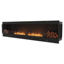 EcoSmart Fire Flex 122SS 130" Black Single Sided Ethanol Fireplace Insert with Stainless Steel Burner and Left Side Decorative Box Featuring Black Glass Charcoal by Mad Design Group