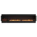 EcoSmart Fire Flex 122SS 130" Black Single Sided Ethanol Fireplace Insert with Stainless Steel Burner and Left Side Decorative Box Featuring Black Glass Charcoal by Mad Design Group