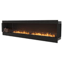 EcoSmart Fire Flex 122SS 130" Black Single Sided Ethanol Fireplace Insert with Stainless Steel Burner and Left Side Decorative Box Featuring Black Glass Charcoal by Mad Design Group