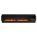 EcoSmart Fire Flex 122SS 130" Black Single Sided Ethanol Fireplace Insert with Stainless Steel Burner and Left Side Decorative Box Featuring Black Glass Charcoal by Mad Design Group