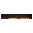 EcoSmart Fire Flex 122SS 130" Black Single Sided Ethanol Fireplace Insert with Stainless Steel Burner and Left Side Decorative Box Featuring Black Glass Charcoal by Mad Design Group