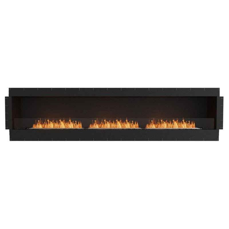 EcoSmart Fire Flex 122SS 130" Black Single Sided Ethanol Fireplace Insert with Stainless Steel Burner and Black Glass Charcoal by Mad Design Group