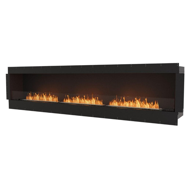 EcoSmart Fire Flex 122SS 130" Black Single Sided Ethanol Fireplace Insert with Stainless Steel Burner and Black Glass Charcoal by Mad Design Group