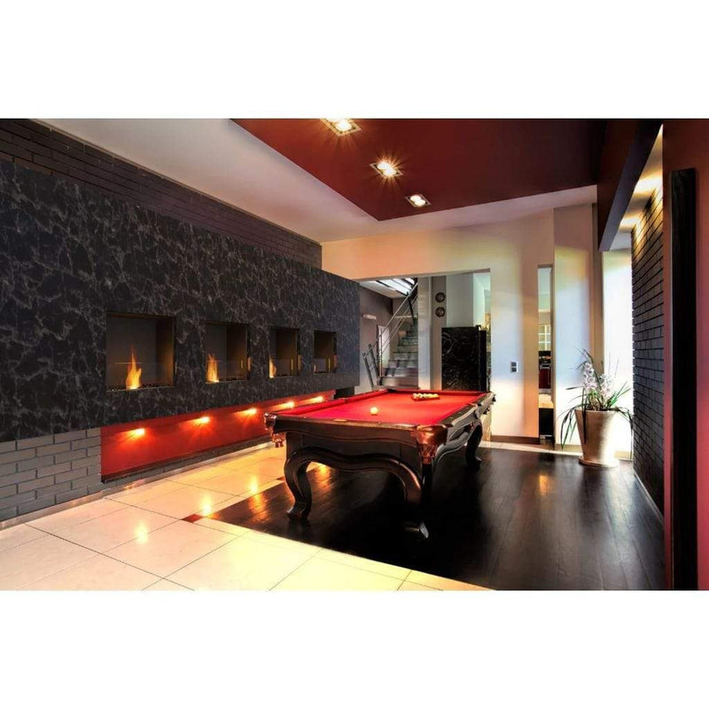 EcoSmart Fire Flex 122SS 130" Black Single Sided Ethanol Fireplace Insert with Stainless Steel Burner and Black Glass Charcoal by Mad Design Group