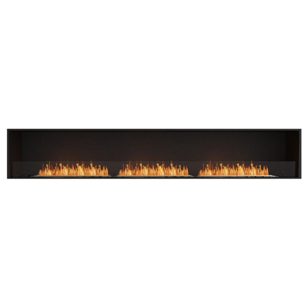 EcoSmart Fire Flex 122SS 130" Black Single Sided Ethanol Fireplace Insert with Stainless Steel Burner and Black Glass Charcoal by Mad Design Group