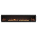 EcoSmart Fire Flex 140SS 148" Black Single Sided Ethanol Fireplace Insert with Stainless Steel Burner and Left Side Decorative Box Featuring Black Glass Charcoal by Mad Design Group