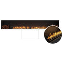 EcoSmart Fire Flex 140SS 148" Black Single Sided Ethanol Fireplace Insert with Stainless Steel Burner and Left Side Decorative Box Featuring Black Glass Charcoal by Mad Design Group