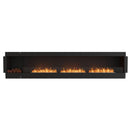 EcoSmart Fire Flex 140SS 148" Black Single Sided Ethanol Fireplace Insert with Stainless Steel Burner and Left Side Decorative Box Featuring Black Glass Charcoal by Mad Design Group