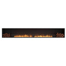 EcoSmart Fire Flex 140SS 148" Black Single Sided Ethanol Fireplace Insert with Stainless Steel Burner and Left Side Decorative Box Featuring Black Glass Charcoal by Mad Design Group