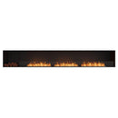 EcoSmart Fire Flex 140SS 148" Black Single Sided Ethanol Fireplace Insert with Stainless Steel Burner and Left Side Decorative Box Featuring Black Glass Charcoal by Mad Design Group