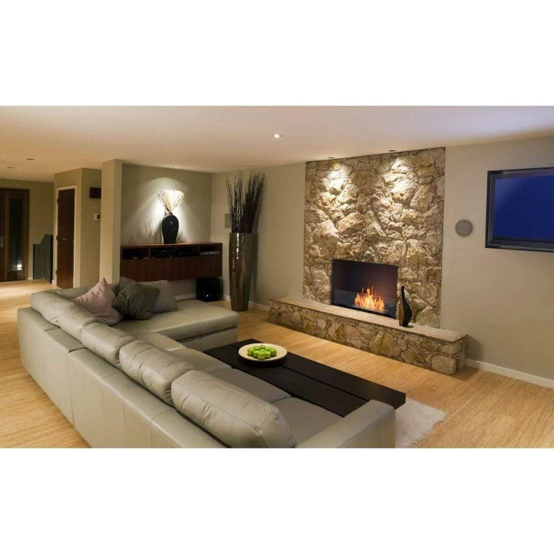 EcoSmart Fire Flex 18SS 22" Black Single Sided Ethanol Fireplace Insert with Clean-Burning Stainless Steel Burner by Mad Design Group