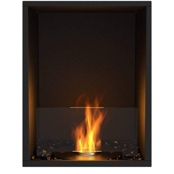 EcoSmart Fire Flex 18SS 22" Black Single Sided Ethanol Fireplace Insert with Clean-Burning Stainless Steel Burner by Mad Design Group