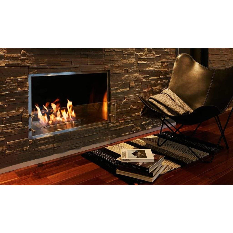 EcoSmart Fire Flex 42SS 49" Black Single Sided Ethanol Fireplace Insert with Clean-Burning Stainless Steel Burner by Mad Design Group