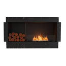 EcoSmart Fire Flex 50SS Black 57" Single Sided Ethanol Fireplace Insert with Left Side Decorative Box and Stainless Steel Burner by Mad Design Group