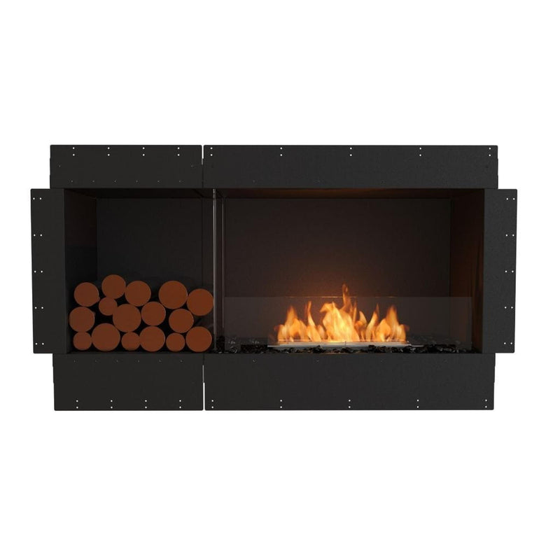 EcoSmart Fire Flex 50SS Black 57" Single Sided Ethanol Fireplace Insert with Left Side Decorative Box and Stainless Steel Burner by Mad Design Group