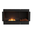EcoSmart Fire Flex 50SS Black 57" Single Sided Ethanol Fireplace Insert with Left Side Decorative Box and Stainless Steel Burner by Mad Design Group