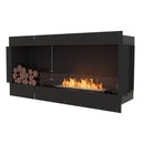 EcoSmart Fire Flex 60SS Black 67" Single Sided Ethanol Fireplace Insert with Left Side Decorative Box and Stainless Steel Burner by Mad Design Group