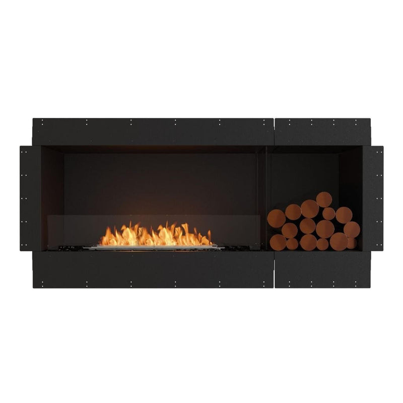 EcoSmart Fire Flex 60SS Black 67" Single Sided Ethanol Fireplace Insert with Left Side Decorative Box and Stainless Steel Burner by Mad Design Group