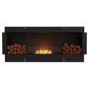 EcoSmart Fire Flex 68SS 76" Black Single Sided Ethanol Fireplace Insert with Stainless Steel Burner and Left Side Decorative Box – Clean Burning Flame by Mad Design Group