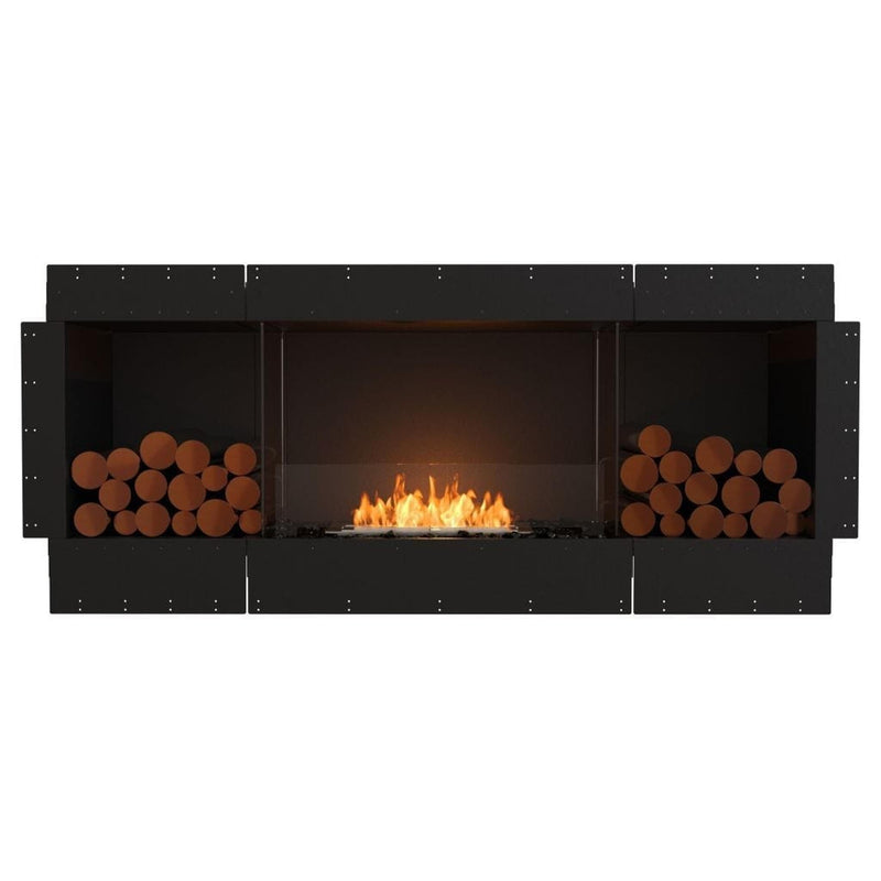 EcoSmart Fire Flex 68SS 76" Black Single Sided Ethanol Fireplace Insert with Stainless Steel Burner and Left Side Decorative Box – Clean Burning Flame by Mad Design Group