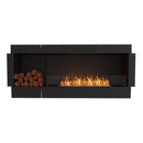 EcoSmart Fire Flex 68SS 76" Black Single Sided Ethanol Fireplace Insert with Stainless Steel Burner and Left Side Decorative Box – Clean Burning Flame by Mad Design Group