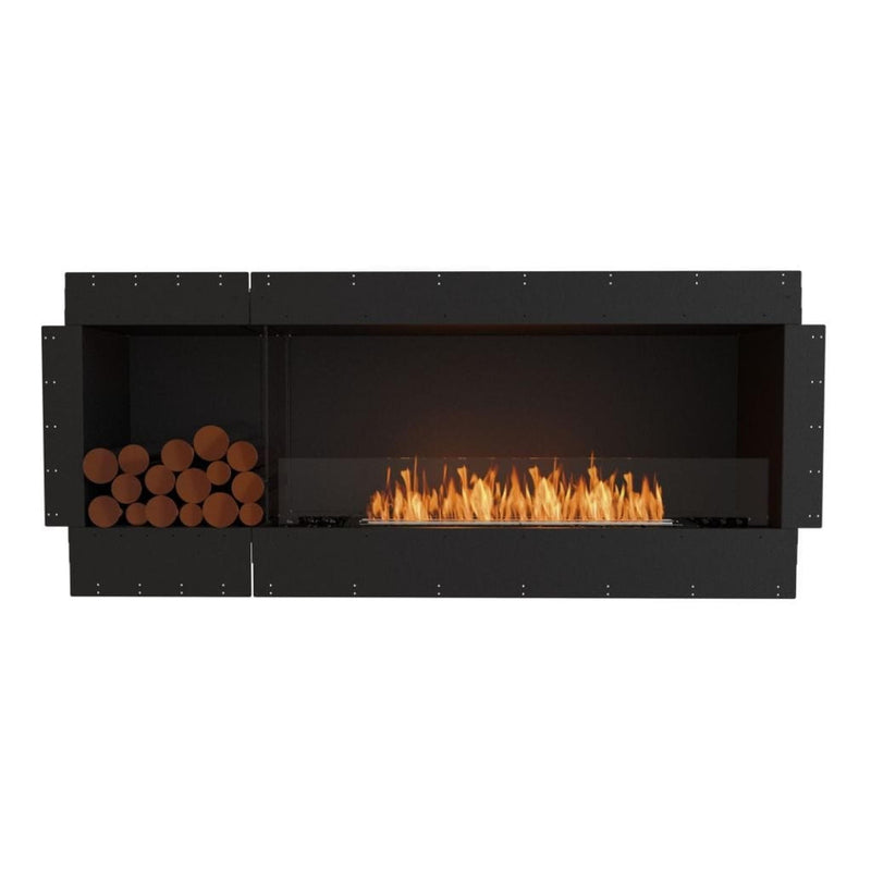 EcoSmart Fire Flex 68SS 76" Black Single Sided Ethanol Fireplace Insert with Stainless Steel Burner and Left Side Decorative Box – Clean Burning Flame by Mad Design Group