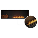 EcoSmart Fire Flex 68SS 76" Black Single Sided Ethanol Fireplace Insert with Stainless Steel Burner and Left Side Decorative Box – Clean Burning Flame by Mad Design Group