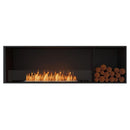 EcoSmart Fire Flex 68SS 76" Black Single Sided Ethanol Fireplace Insert with Stainless Steel Burner and Left Side Decorative Box – Clean Burning Flame by Mad Design Group