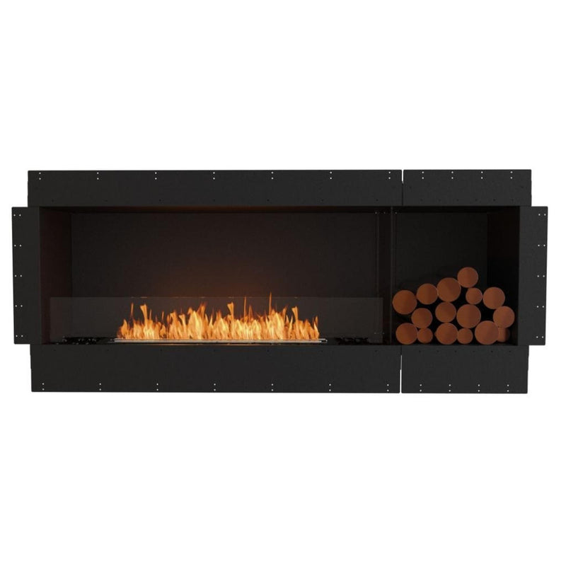 EcoSmart Fire Flex 68SS 76" Black Single Sided Ethanol Fireplace Insert with Stainless Steel Burner and Left Side Decorative Box – Clean Burning Flame by Mad Design Group
