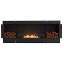 EcoSmart Fire Flex 78SS 86" Black Single Sided Ethanol Fireplace Insert with Stainless Steel Burner and Decorative Box – Includes Two Side Boxes by Mad Design Group