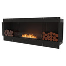 EcoSmart Fire Flex 78SS 86" Black Single Sided Ethanol Fireplace Insert with Stainless Steel Burner and Decorative Box – Includes Two Side Boxes by Mad Design Group