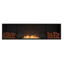 EcoSmart Fire Flex 78SS 86" Black Single Sided Ethanol Fireplace Insert with Stainless Steel Burner and Decorative Box – Includes Two Side Boxes by Mad Design Group