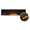 EcoSmart Fire Flex 86SS 94" Black Single Sided Ethanol Fireplace Insert with Stainless Steel Burner and Left Side Decorative Box with Black Glass Charcoal by Mad Design Group