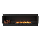 EcoSmart Fire Flex 86SS 94" Black Single Sided Ethanol Fireplace Insert with Stainless Steel Burner and Left Side Decorative Box with Black Glass Charcoal by Mad Design Group