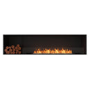 EcoSmart Fire Flex 86SS 94" Black Single Sided Ethanol Fireplace Insert with Stainless Steel Burner and Left Side Decorative Box with Black Glass Charcoal by Mad Design Group