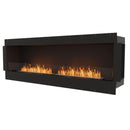 EcoSmart Fire Flex 86SS 94" Black Single Sided Ethanol Fireplace Insert with Stainless Steel Burner and Decorative Black Glass Charcoal by Mad Design Group